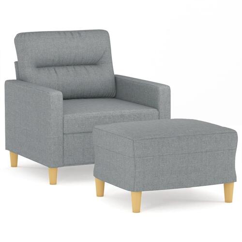 Sofastol med fodskammel 60 cm stof lysegrå