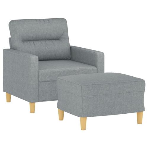Sofastol med fodskammel 60 cm stof lysegrå