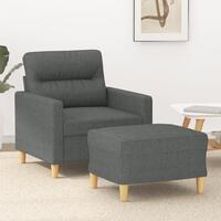 Sofastol med fodskammel 60 cm stof Mørkegrå