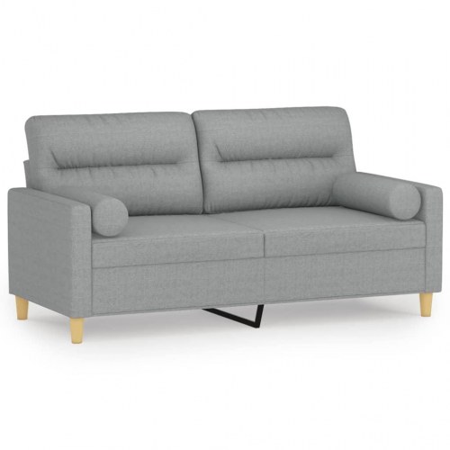 2-personers sofa med pyntepuder 140 cm - stof, lysegrå