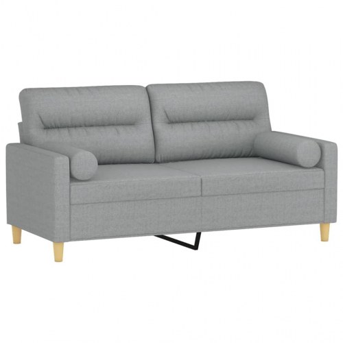 2-personers sofa med pyntepuder 140 cm - stof, lysegrå