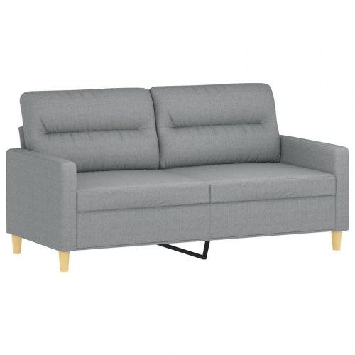 2-personers sofa med pyntepuder 140 cm - stof, lysegrå