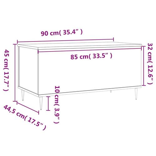Sofabord 90x44,5x45 cm konstrueret træ hvid