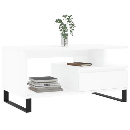 Sofabord 90x49x45 cm konstrueret træ hvid