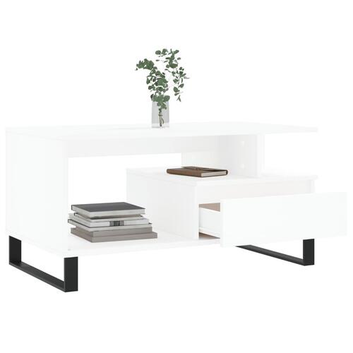 Sofabord 90x49x45 cm konstrueret træ hvid