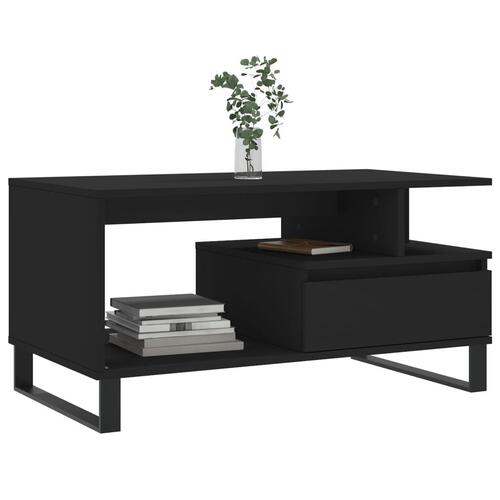 Sofabord 90x49x45 cm konstrueret træ sort