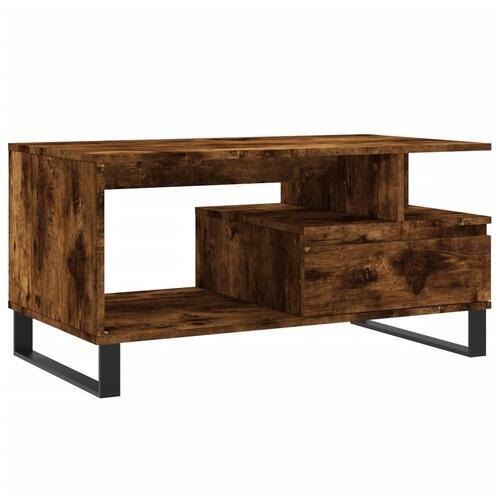 Sofabord 90x49x45 cm konstrueret træ røget egetræsfarve
