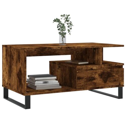 Sofabord 90x49x45 cm konstrueret træ røget egetræsfarve