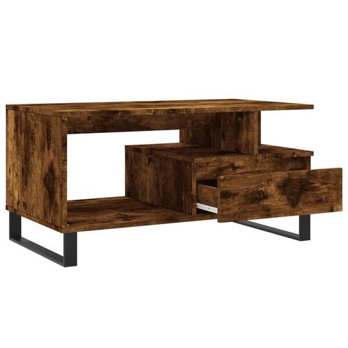 Sofabord 90x49x45 cm konstrueret træ røget egetræsfarve