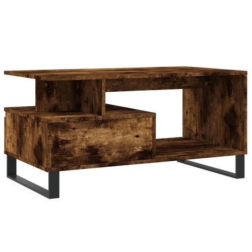 Sofabord 90x49x45 cm konstrueret træ røget egetræsfarve