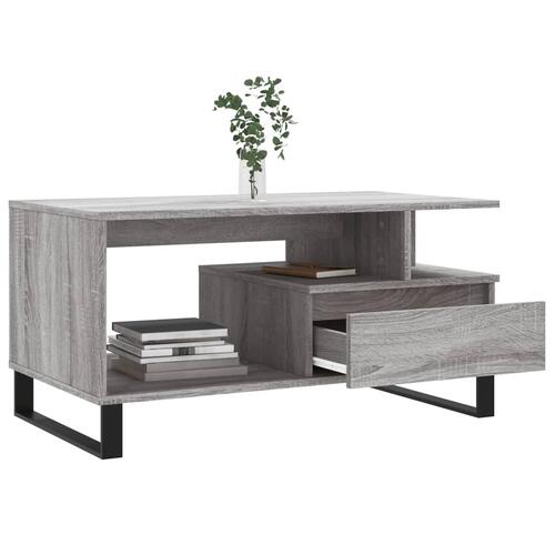 Sofabord 90x49x45 cm konstrueret træ Grå sonoma-eg