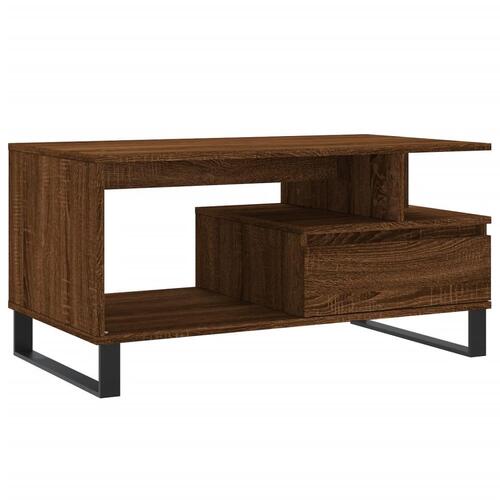 Sofabord 90x49x45 cm konstrueret træ brun egetræsfarve