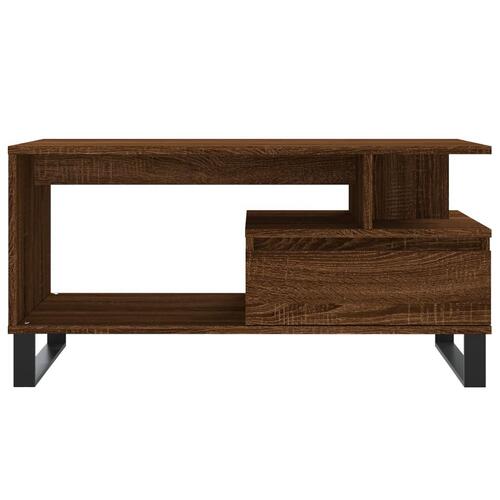 Sofabord 90x49x45 cm konstrueret træ brun egetræsfarve