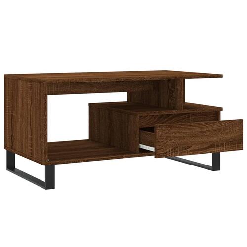 Sofabord 90x49x45 cm konstrueret træ brun egetræsfarve