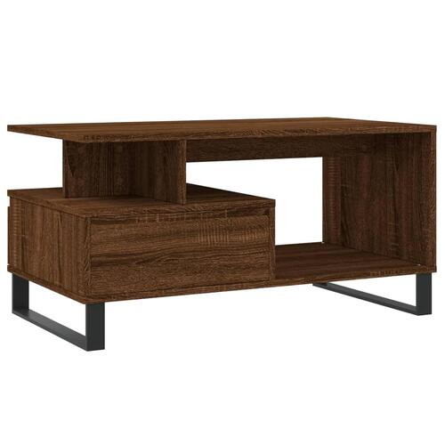 Sofabord 90x49x45 cm konstrueret træ brun egetræsfarve