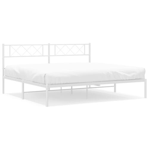 Sengeramme med sengegavl 180x200 cm metal hvid