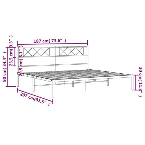 Sengeramme med sengegavl 180x200 cm metal hvid