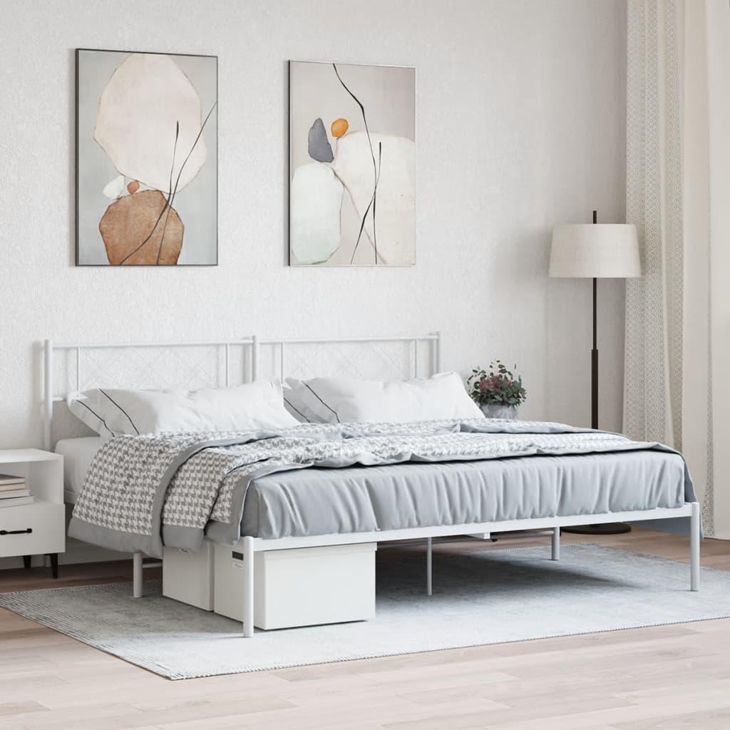 Sengeramme med sengegavl 183x213 cm metal hvid