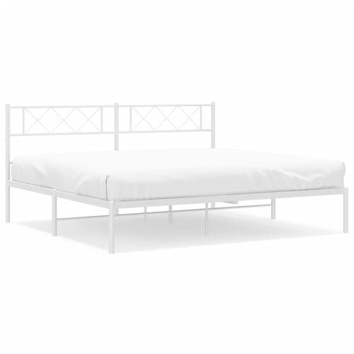 Sengeramme med sengegavl 183x213 cm metal hvid
