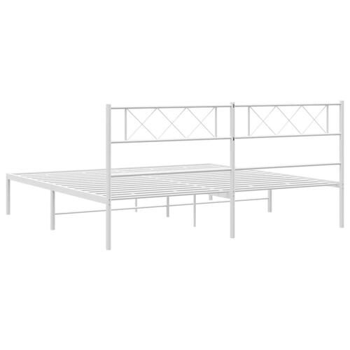 Sengeramme med sengegavl 183x213 cm metal hvid