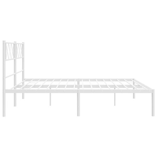 Sengeramme med sengegavl 193x203 cm metal hvid