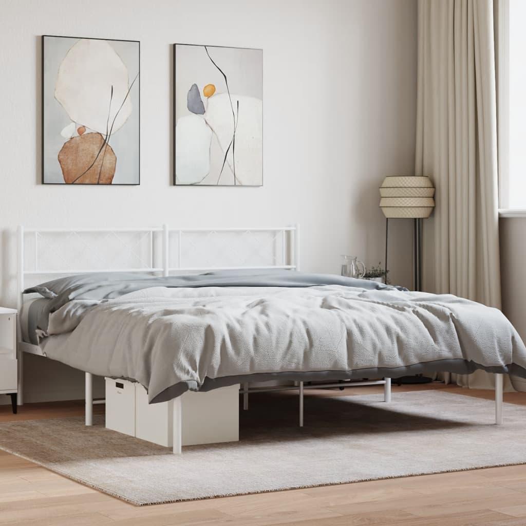 Sengeramme med sengegavl 140x190 cm metal hvid