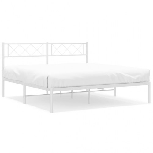 Sengeramme med sengegavl 140x190 cm metal hvid