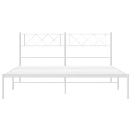 Sengeramme med sengegavl 140x190 cm metal hvid