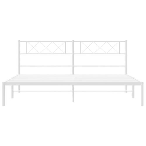 Sengeramme med sengegavl 200x200 cm metal hvid