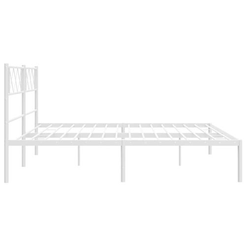 Sengeramme med sengegavl 200x200 cm metal hvid