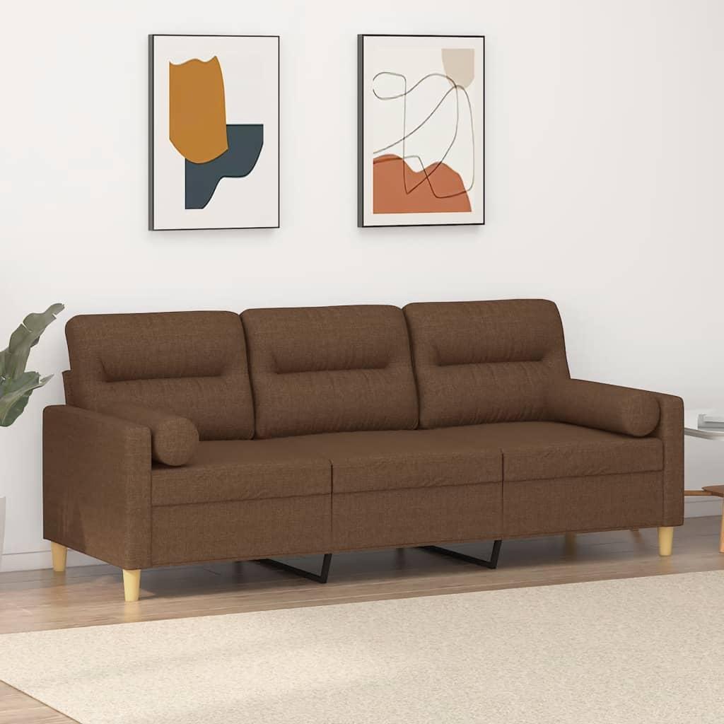 3-Personers Sofa Med Pyntepuder Stof - 180 cm / Brun
