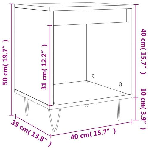 Sengeborde 2 stk. 40x35x50 cm konstrueret træ hvid