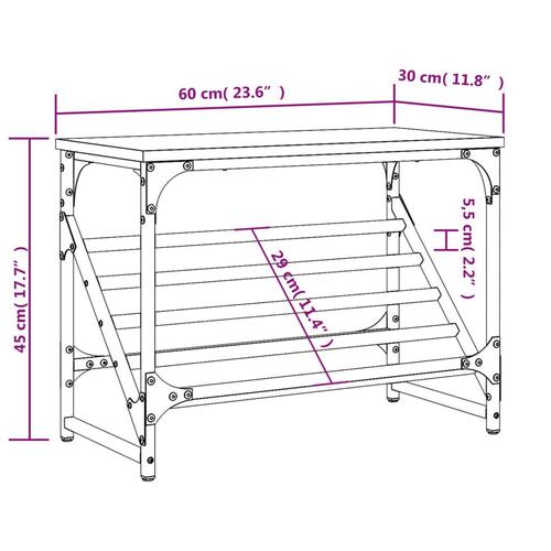 Skostativ 60x30x45 cm konstrueret træ sort