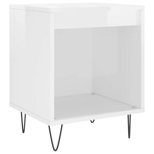 Sengeskabe 2 stk. 40x35x50 cm konstrueret træ hvid højglans