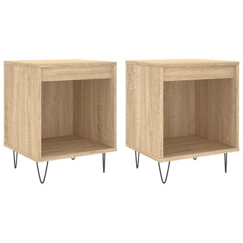 Sengeborde 2 stk. 40x35x50 cm konstrueret træ sonoma-eg