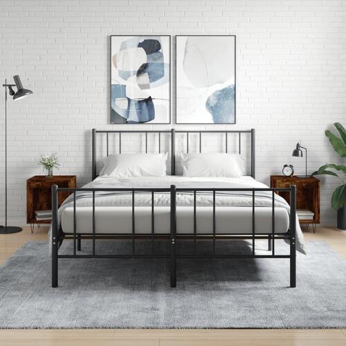 Sengeborde 2 stk. 40x35x50 cm konstrueret træ røget egetræ