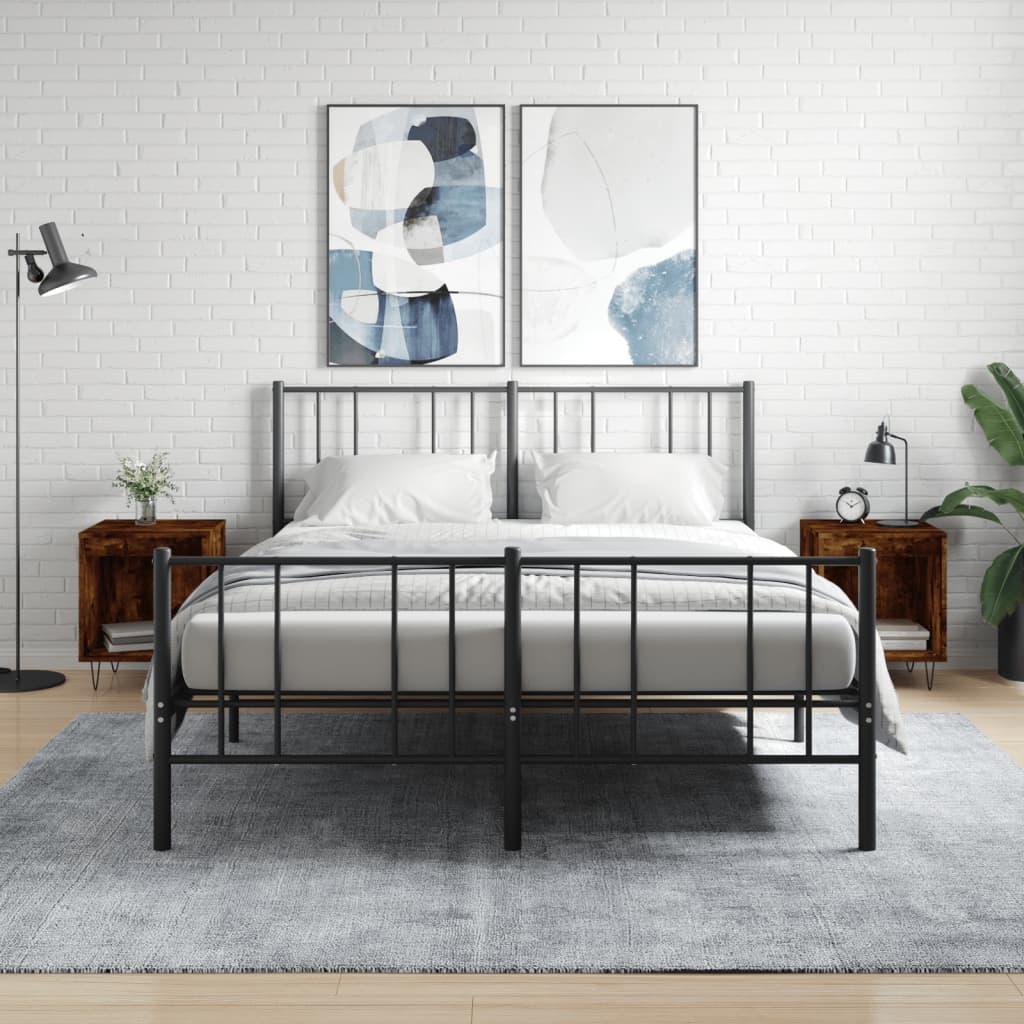 Sengeborde 2 stk. 40x35x50 cm konstrueret træ røget egetræ