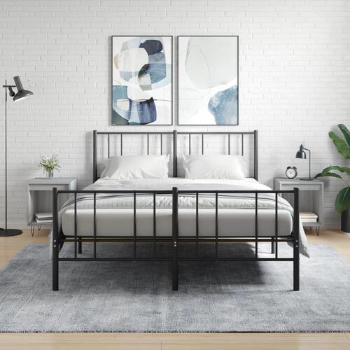 Sengeborde 2 stk. 40x35x50 cm konstrueret træ grå sonoma-eg