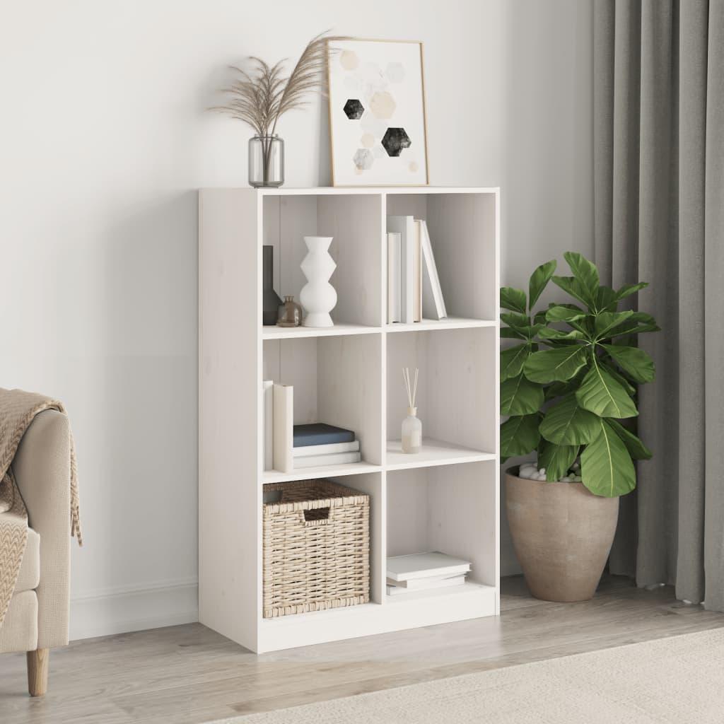 Bogreol 70x33x110 cm massivt fyrretræ hvid