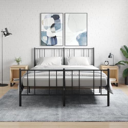 Sengeborde 2 stk. 40x35x50 cm konstrueret træ sonoma-eg