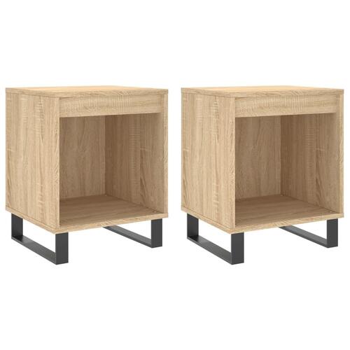 Sengeborde 2 stk. 40x35x50 cm konstrueret træ sonoma-eg