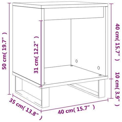 Sengeborde 2 stk. 40x35x50 cm konstrueret træ sonoma-eg