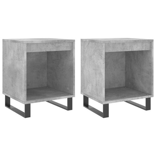 Sengeborde 2 stk. 40x35x50 cm konstrueret træ betongrå