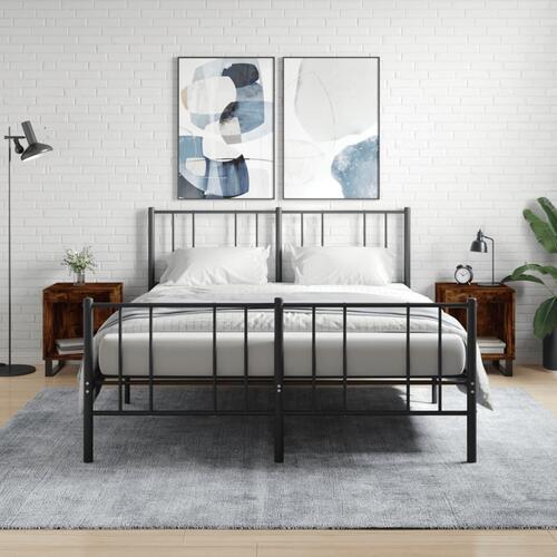 Sengeborde 2 stk. 40x35x50 cm konstrueret træ røget egetræ