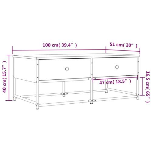 Sofabord 100x51x40 cm konstrueret træ sonoma-eg