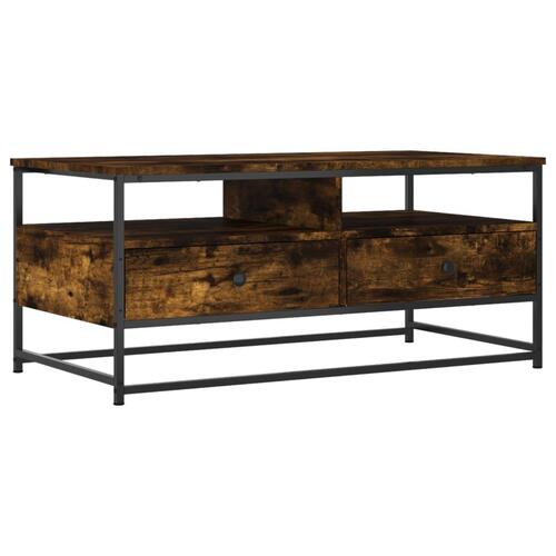 Sofabord 100x51x44 cm konstrueret træ røget egetræsfarve
