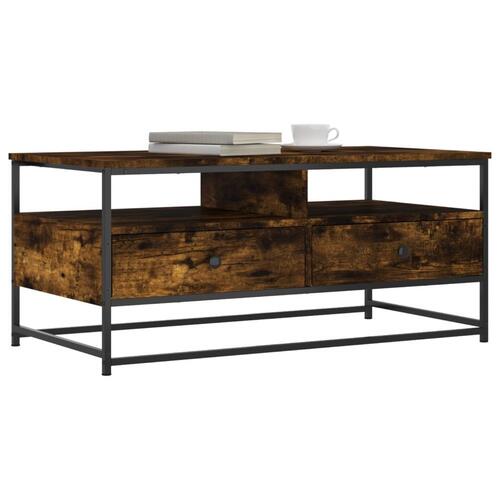 Sofabord 100x51x44 cm konstrueret træ røget egetræsfarve