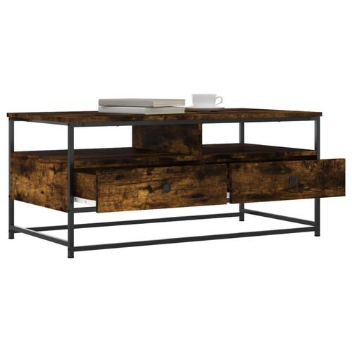 Sofabord 100x51x44 cm konstrueret træ røget egetræsfarve