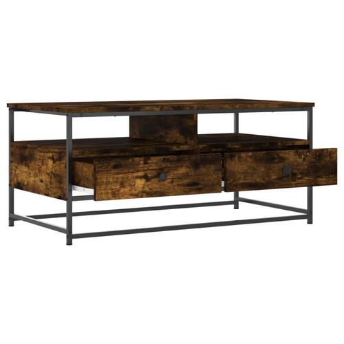 Sofabord 100x51x44 cm konstrueret træ røget egetræsfarve