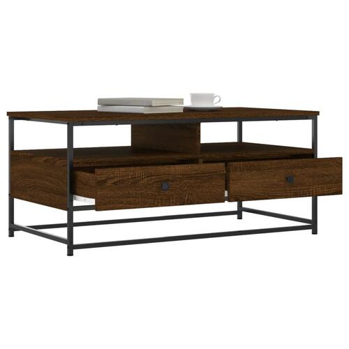 Sofabord 100x51x45 cm konstrueret træ brun egetræsfarve